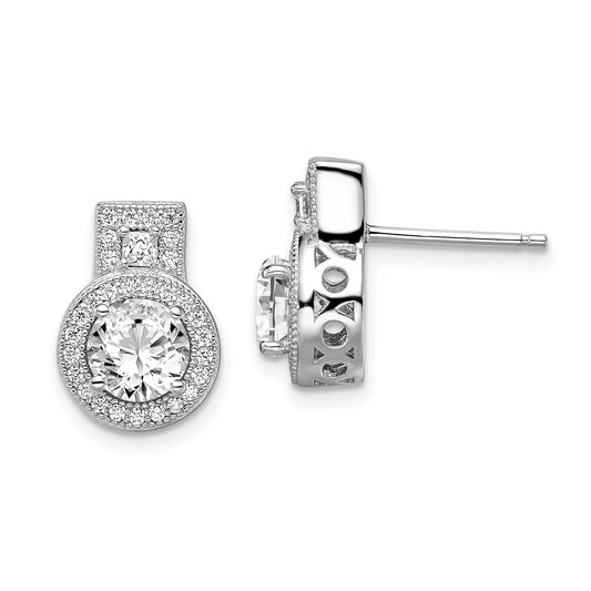 Sterling Silver Brilliant Embers Rhodium-Plated 62 Stone Micro Pav Halo Cz Earrings