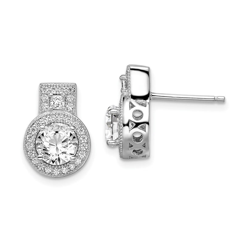 Sterling Silver Brilliant Embers Rhodium-Plated 62 Stone Micro Pav Halo Cz Earrings