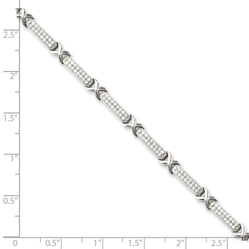 Sterling Silver Brilliant Embers Rhodium-Plated 188 Stone 7.25 Inch With Box Catch Micro Pav Cz Bracelet