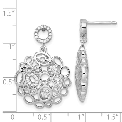 Sterling Silver & Cz Brilliant Embers Dangle Post Earrings