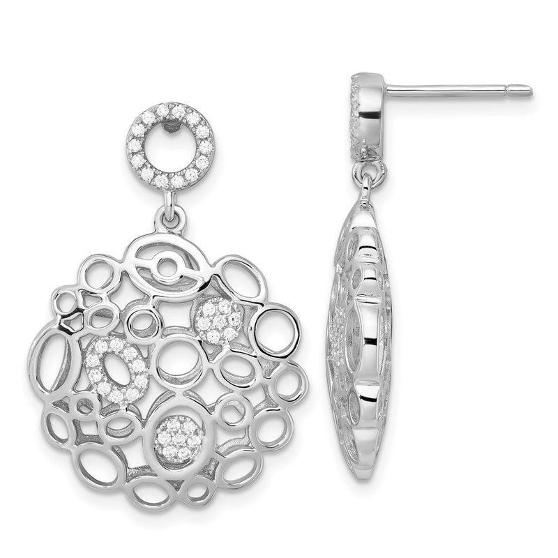Sterling Silver & Cz Brilliant Embers Dangle Post Earrings