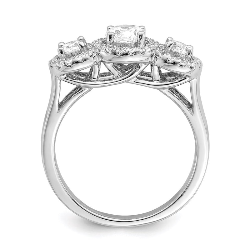 Sterling Silver Brilliant Embers Rhodium Plated 42 Stone Halo Micro Pav‚Äö Cz 3 Ring