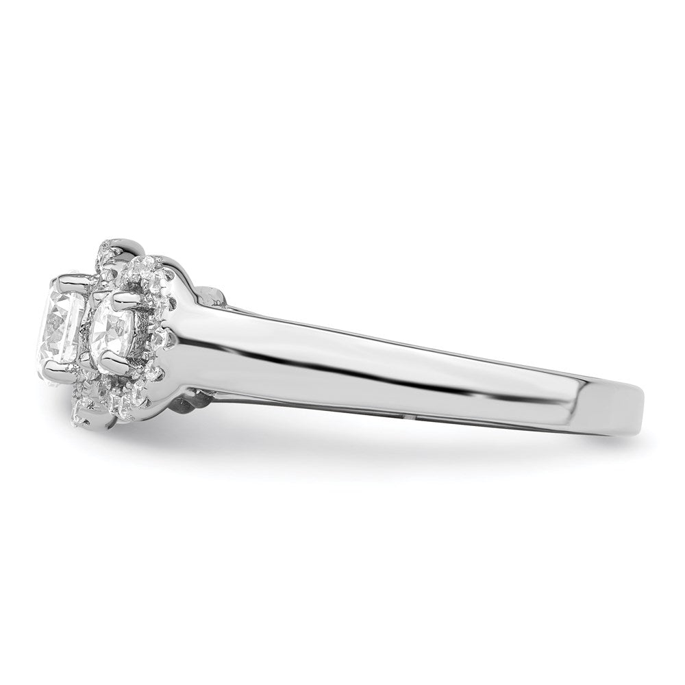 Sterling Silver Brilliant Embers Rhodium Plated 42 Stone Halo Micro Pav‚Äö Cz 3 Ring