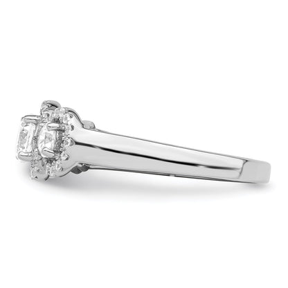 Sterling Silver Brilliant Embers Rhodium Plated 42 Stone Halo Micro Pav‚Äö Cz 3 Ring