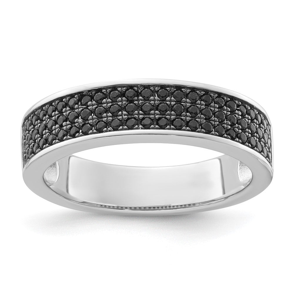Sterling Silver True Fire Black Cz Ring (Size 6 Only)
