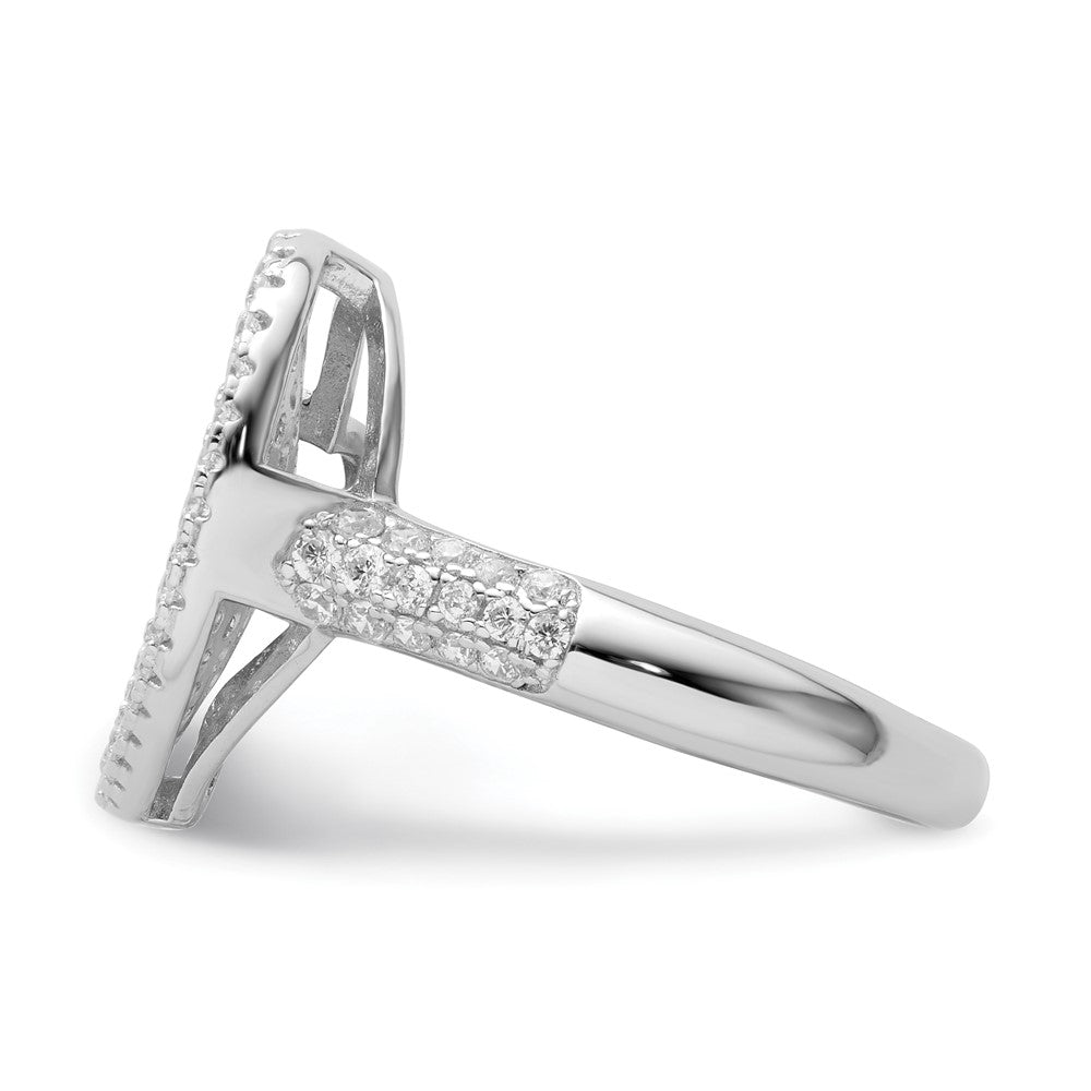 Sterling Silver Pink & Clear Cz Brilliant Embers Heart Ring