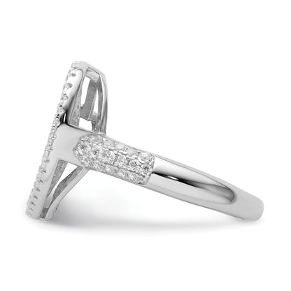 Sterling Silver Pink & Clear Cz Brilliant Embers Heart Ring
