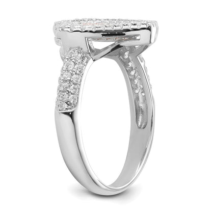 Sterling Silver Pink & Clear Cz Brilliant Embers Heart Ring
