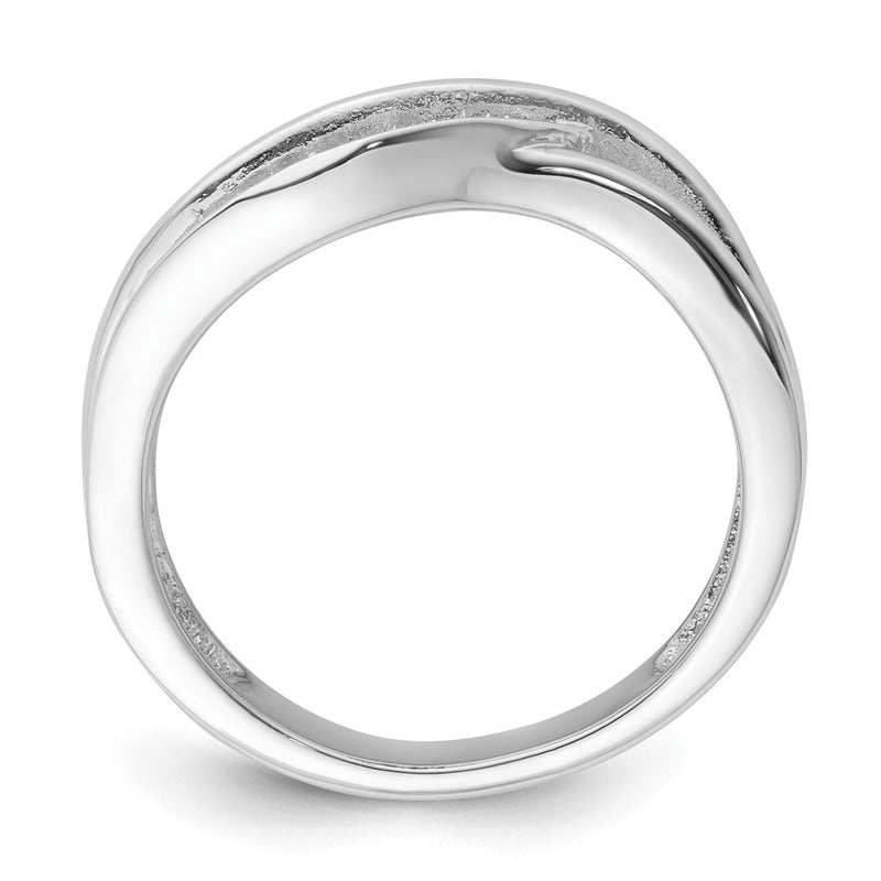 Sterling Silver True Fire Black & White Cz Curved Design Ring