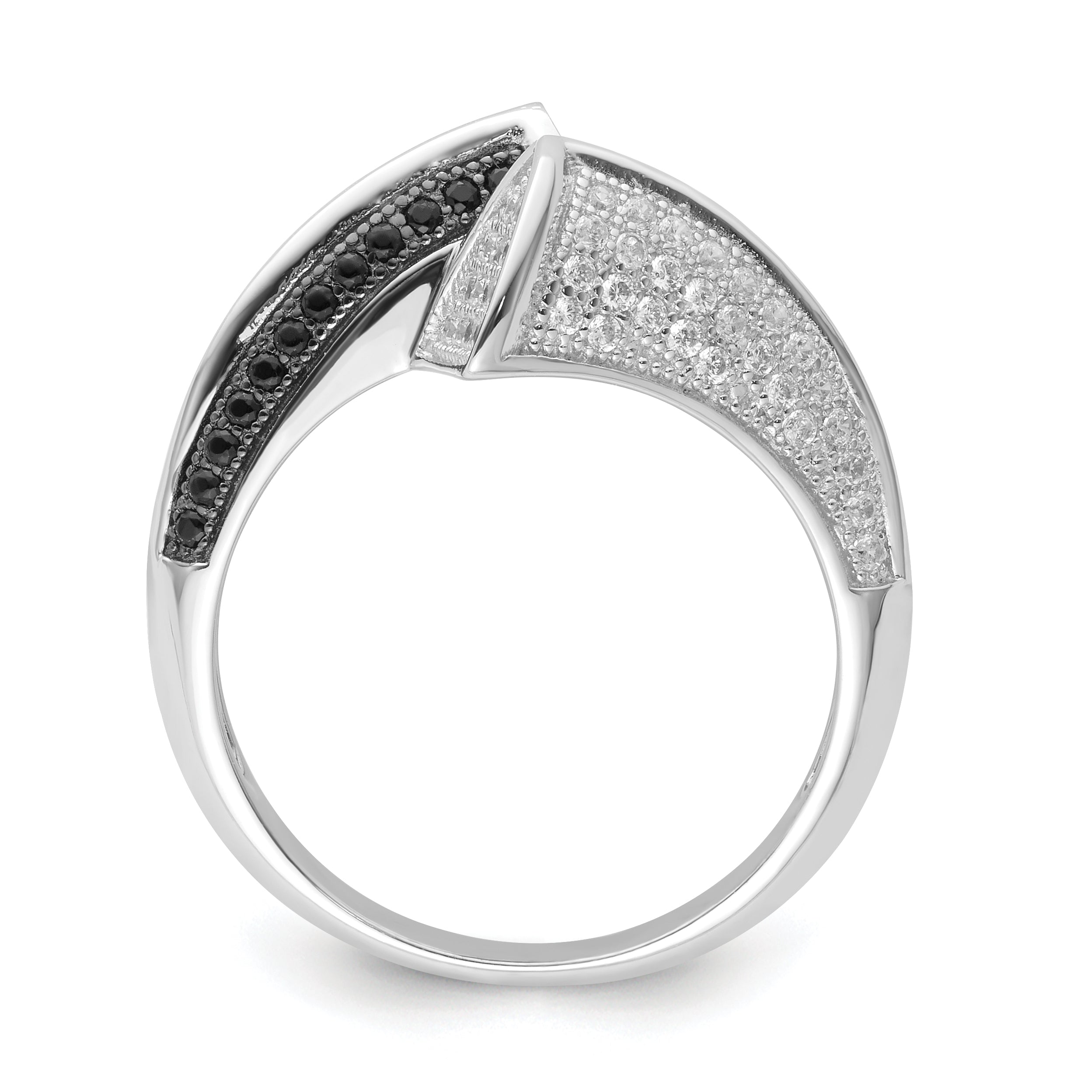 Sterling Silver True Fire Black & White Cz Ring (Size 8 Only)