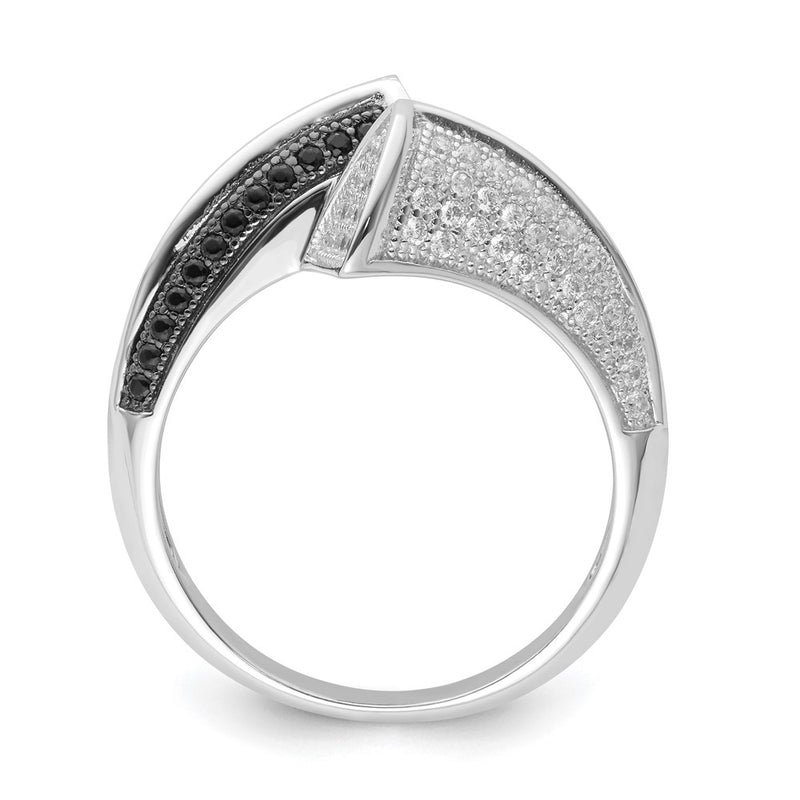 Sterling Silver True Fire Black & White Cz Ring (Size 8 Only)