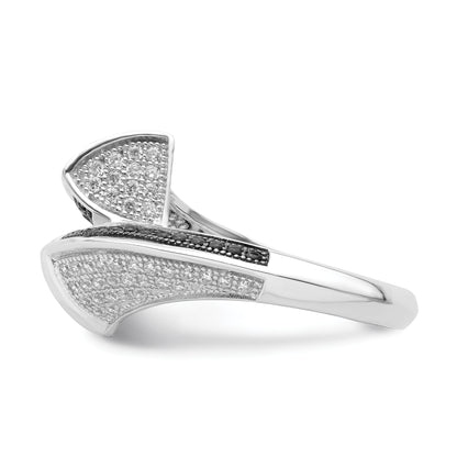 Sterling Silver True Fire Black & White Cz Ring (Size 8 Only)
