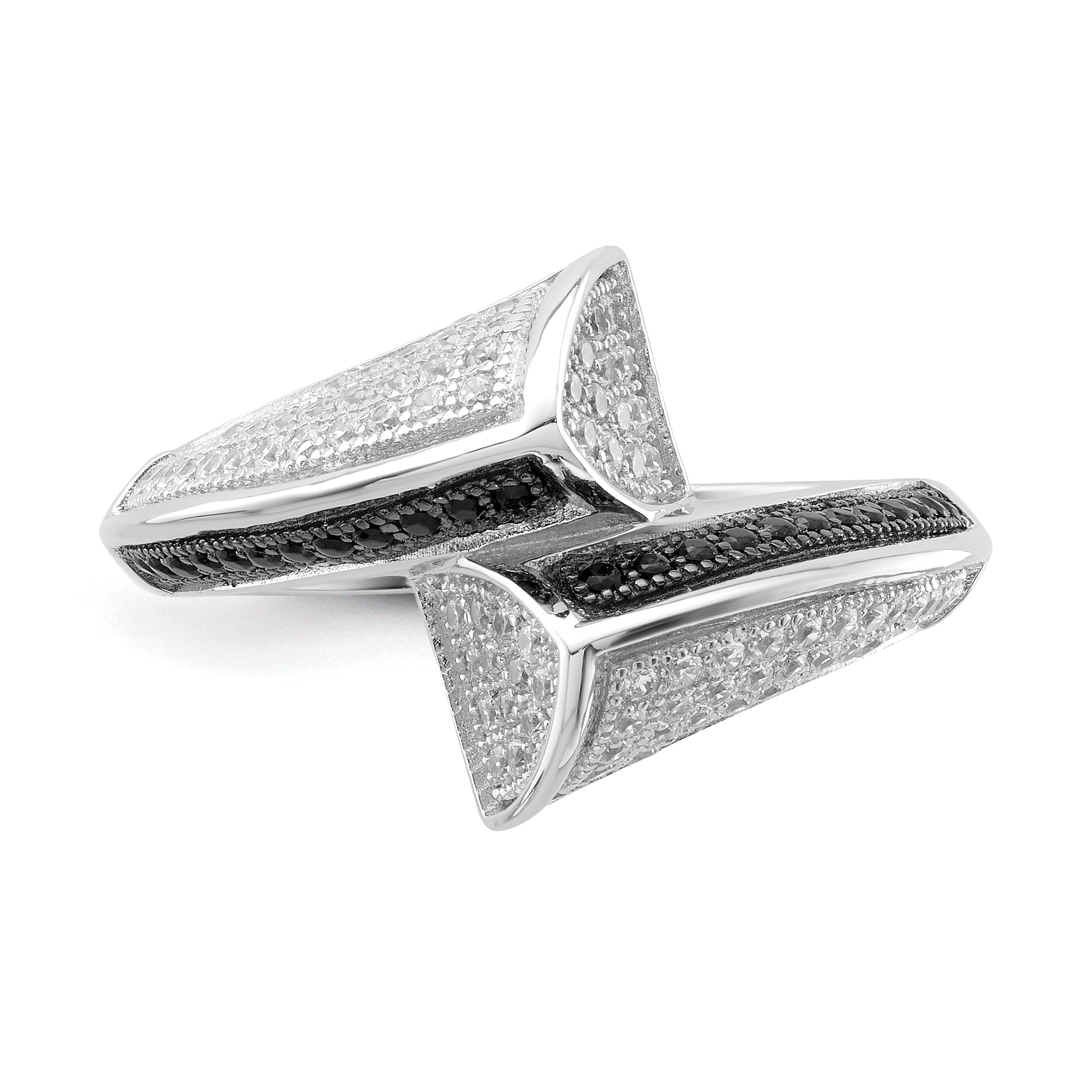 Sterling Silver True Fire Black & White Cz Ring (Size 8 Only)