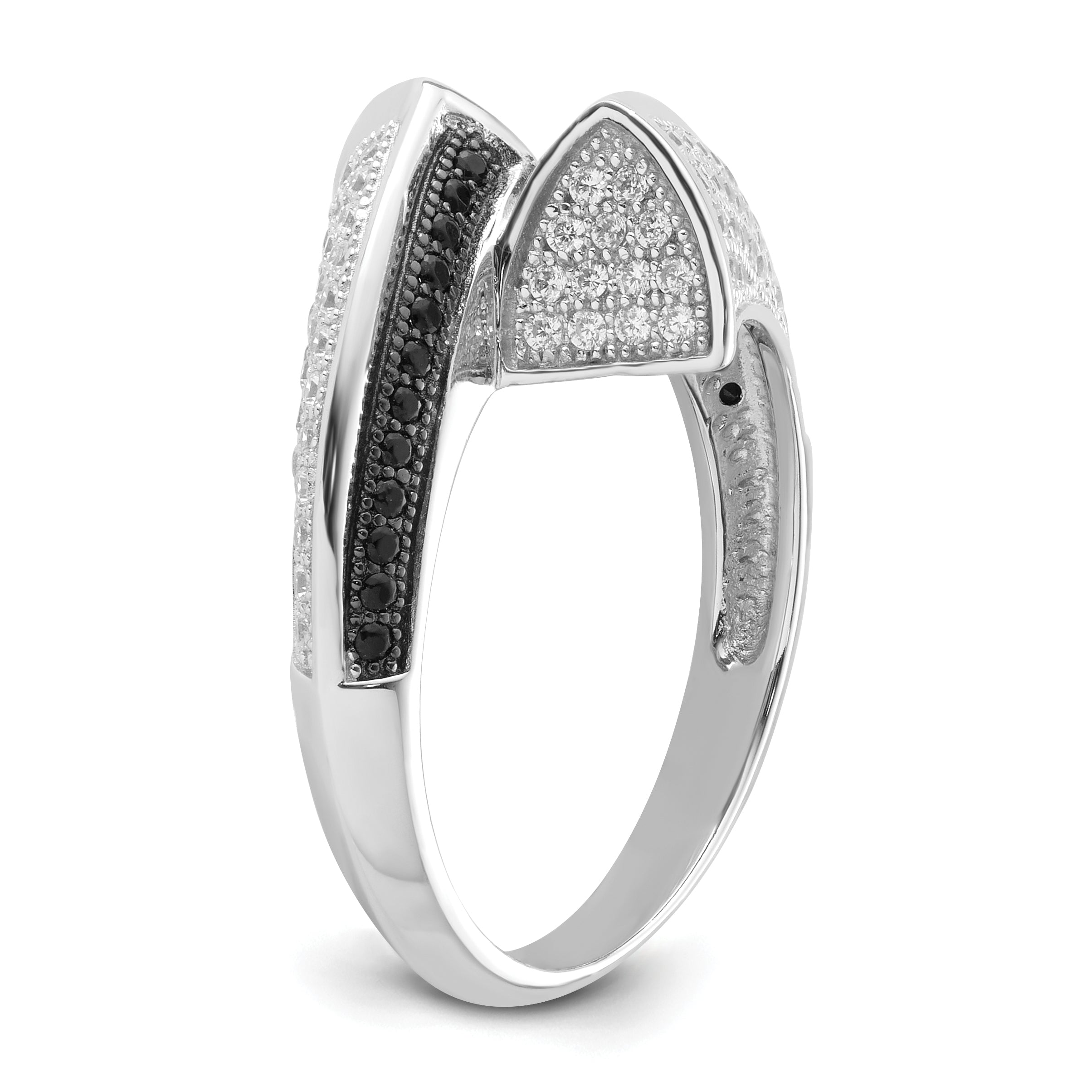 Sterling Silver True Fire Black & White Cz Ring (Size 8 Only)