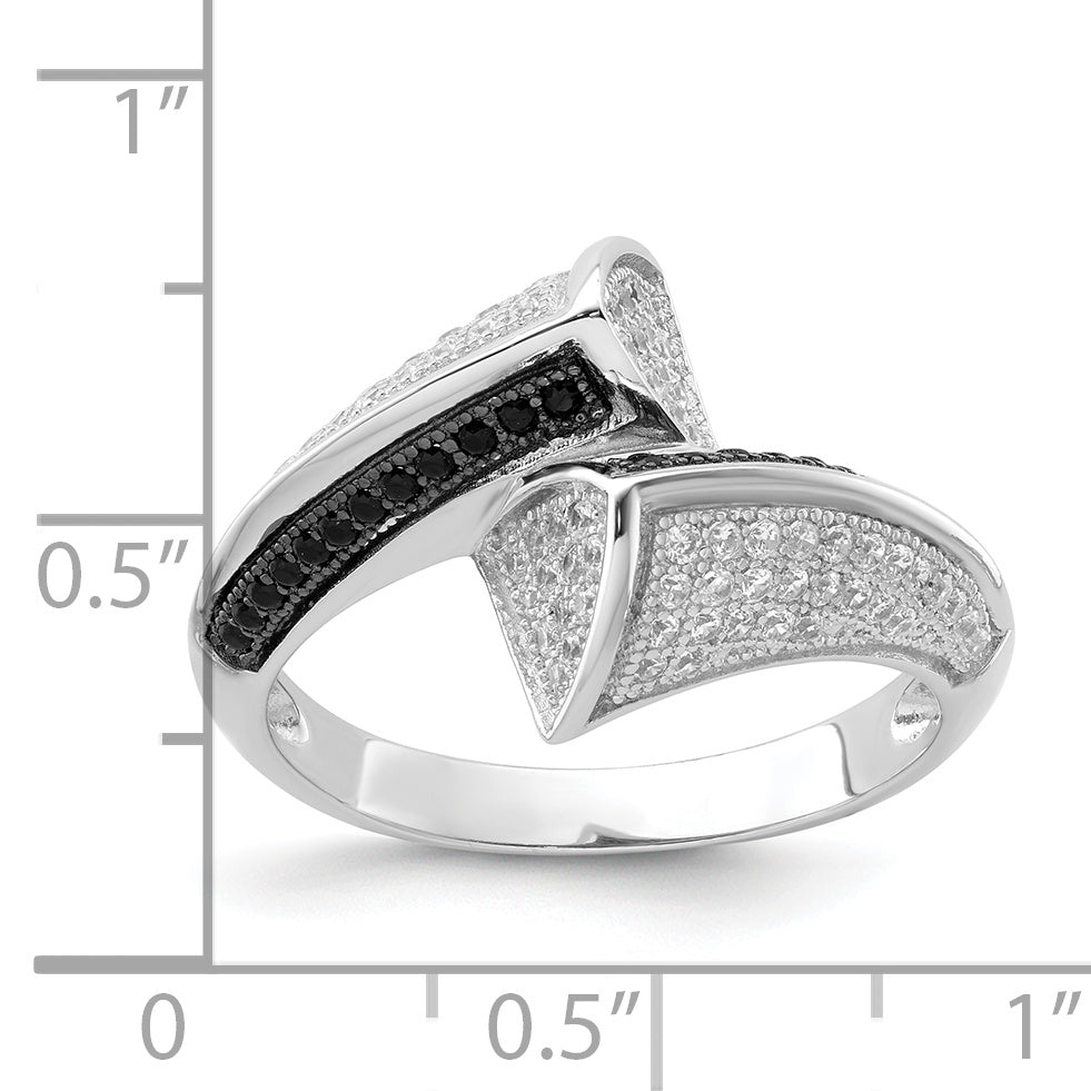 Sterling Silver True Fire Black & White Cz Ring (Size 8 Only)