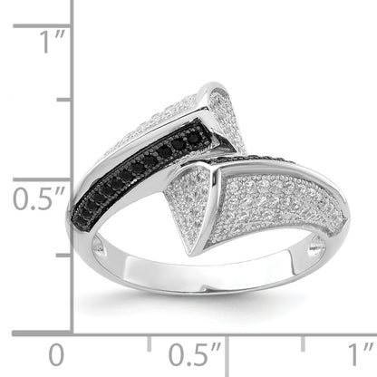 Sterling Silver True Fire Black & White Cz Ring (Size 8 Only)