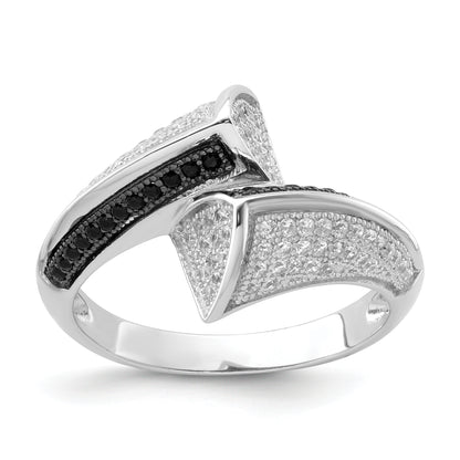 Sterling Silver True Fire Black & White Cz Ring (Size 8 Only)