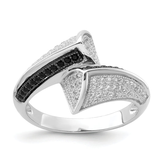 Sterling Silver True Fire Black & White Cz Ring (Size 8 Only)