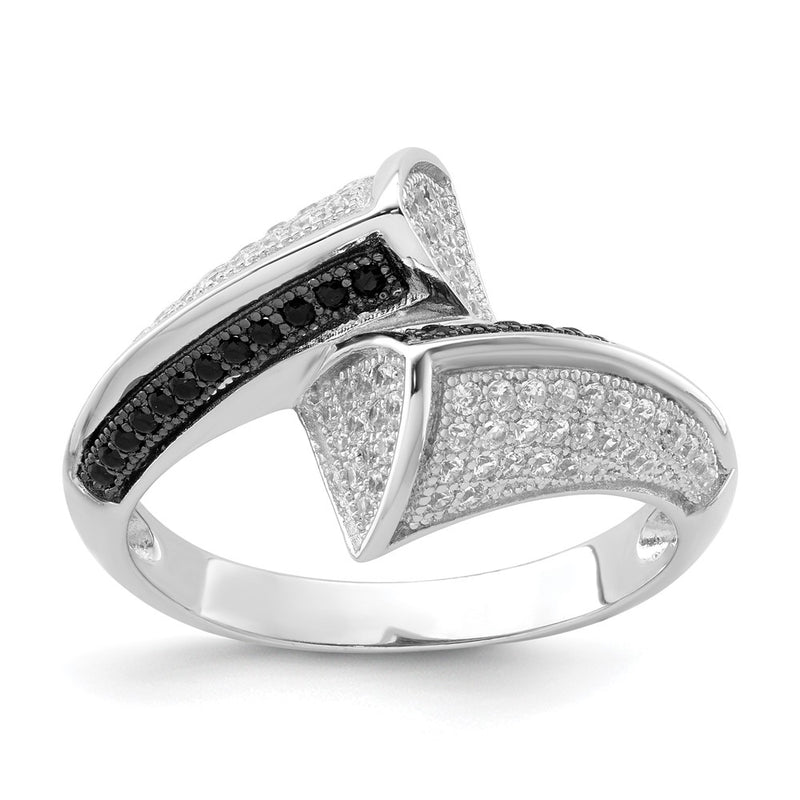 Sterling Silver True Fire Black & White Cz Ring (Size 8 Only)