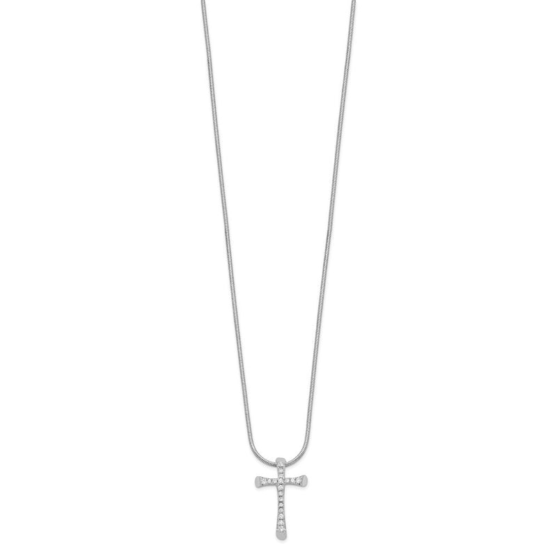 Sterling Silver Brilliant Embers Rhodium Plated 18 Stone Inch Micro Pav‚Äö Cz Cross Necklace With 2 Extender