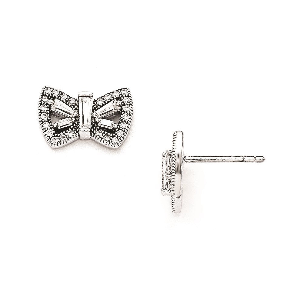 Sterling Silver & Cz Brilliant Embers Butterfly Post Earrings