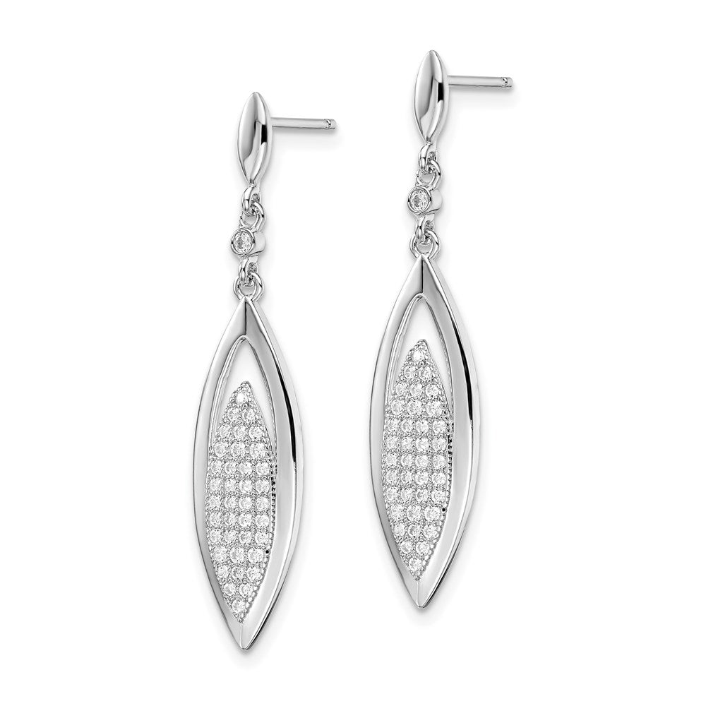 Sterling Silver Brilliant Embers Rhodium Plated 78 Stone Micro Pav‚Äö Cz Dangle Post Earring