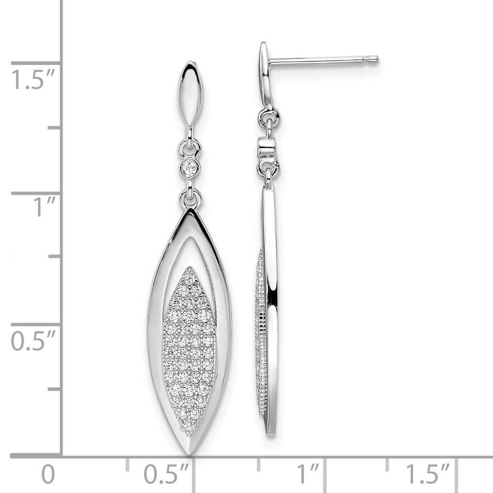 Sterling Silver Brilliant Embers Rhodium Plated 78 Stone Micro Pav‚Äö Cz Dangle Post Earring