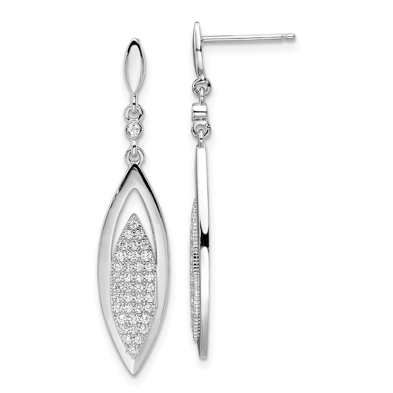 Sterling Silver Brilliant Embers Rhodium Plated 78 Stone Micro Pav‚Äö Cz Dangle Post Earring