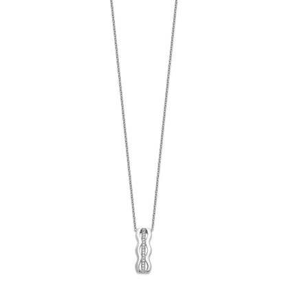 Sterling Silver Brilliant Embers Rhodium Plated 17 Stone 18 Inch Micro Pav‚Äö Cz Necklace With 2 Extender