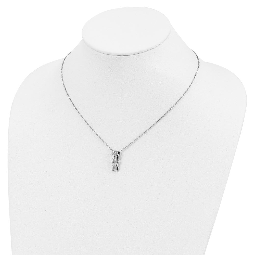 Sterling Silver Brilliant Embers Rhodium Plated 17 Stone 18 Inch Micro Pav‚Äö Cz Necklace With 2 Extender