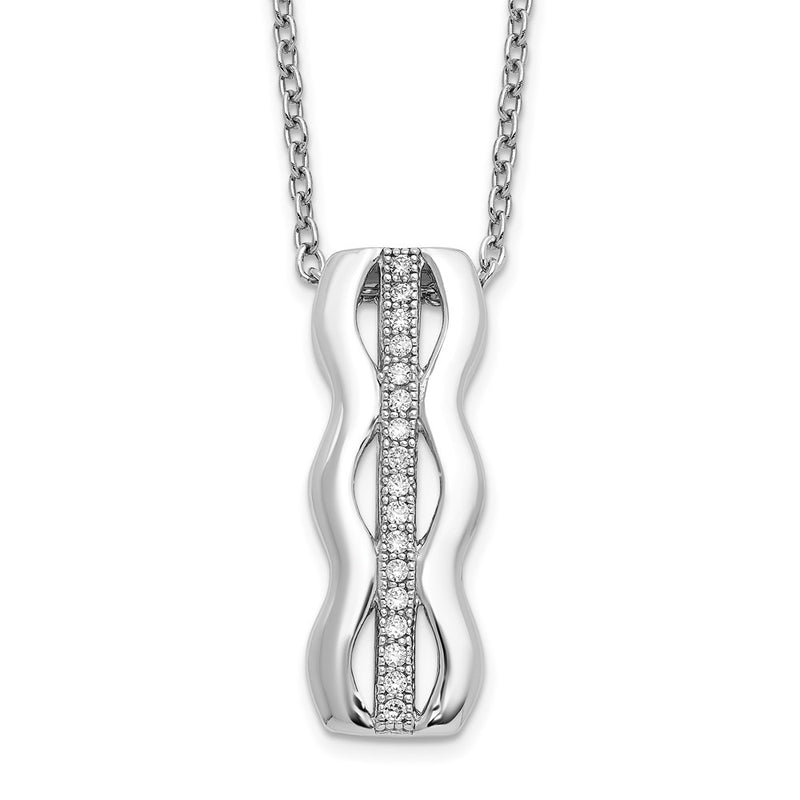 Sterling Silver Brilliant Embers Rhodium Plated 17 Stone 18 Inch Micro Pav‚Äö Cz Necklace With 2 Extender