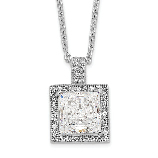 Sterling Silver Brilliant Embers Rhodium Plated 43 Stone 18 Inch Micro Pav‚Äö Cz Necklace With 2 Extender