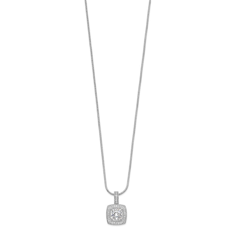 Sterling Silver Brilliant Embers Rhodium Plated 35 Stone 18 Inch Micro Pav‚Äö Cz Necklace With 2 Extender