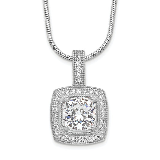 Sterling Silver Brilliant Embers Rhodium Plated 35 Stone 18 Inch Micro Pav‚Äö Cz Necklace With 2 Extender