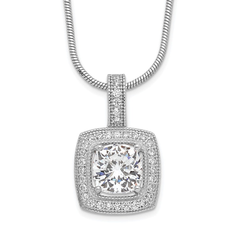 Sterling Silver Brilliant Embers Rhodium Plated 35 Stone 18 Inch Micro Pav‚Äö Cz Necklace With 2 Extender