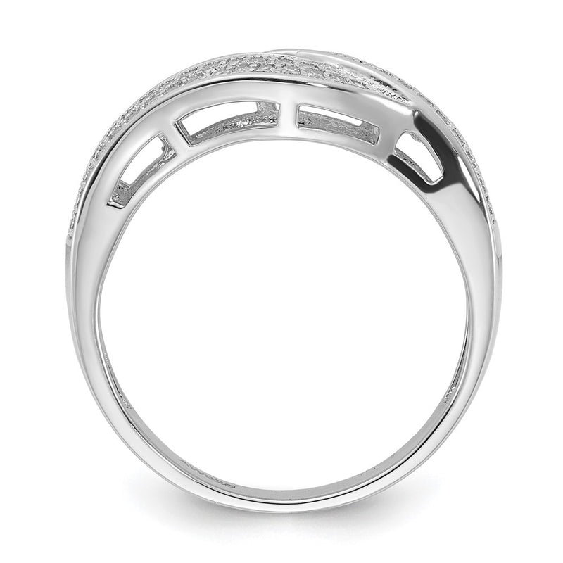 Sterling Silver Rhodium Plated Cz Brilliant Embers Ring (Size 7 Only)