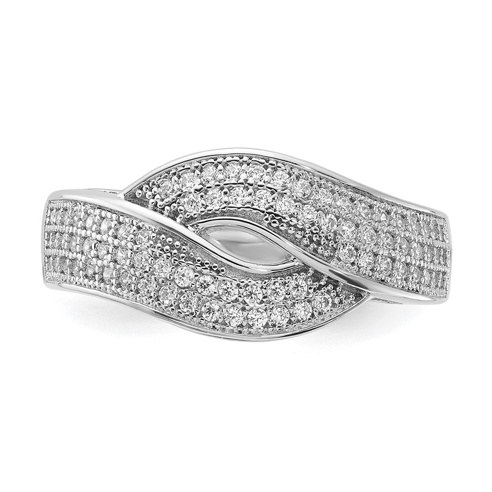 Sterling Silver Rhodium Plated Cz Brilliant Embers Ring (Size 7 Only)