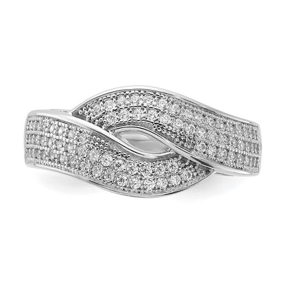 Sterling Silver Rhodium Plated Cz Brilliant Embers Ring (Size 7 Only)