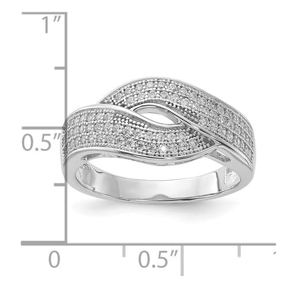 Sterling Silver Rhodium Plated Cz Brilliant Embers Ring (Size 7 Only)