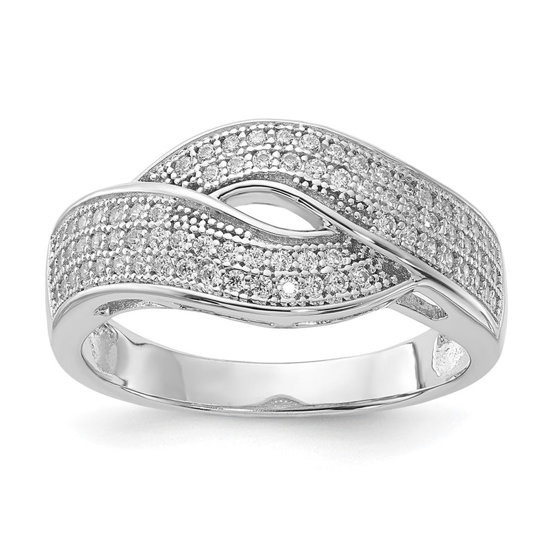 Sterling Silver Rhodium Plated Cz Brilliant Embers Ring (Size 7 Only)