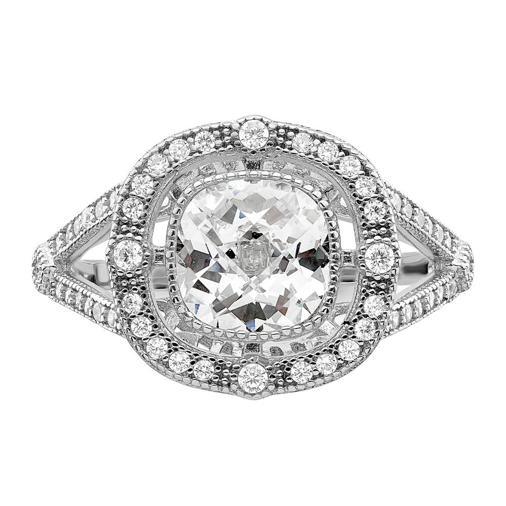 Sterling Silver Brilliant Embers Rhodium Plated 51 Stone Fancy Micro Pav‚Äö Cz Ring