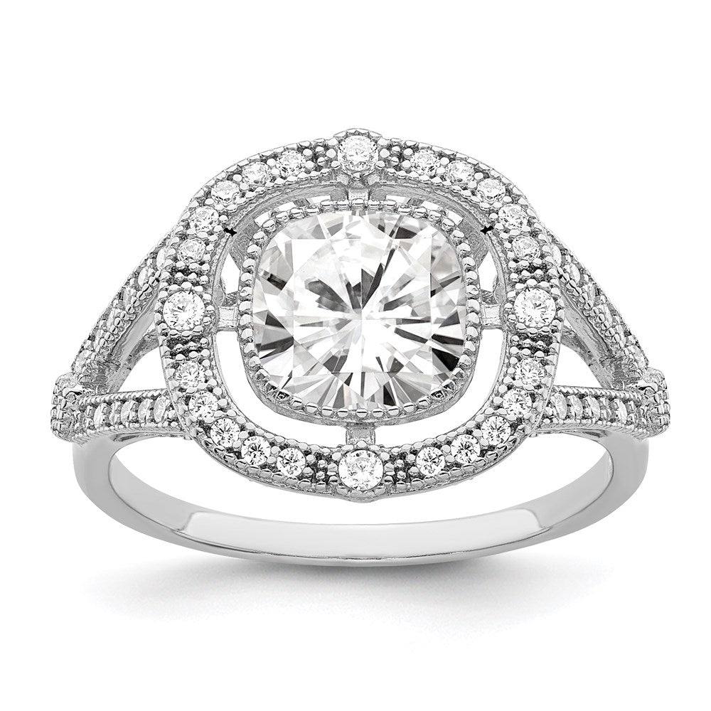 Sterling Silver Brilliant Embers Rhodium Plated 51 Stone Fancy Micro Pav‚Äö Cz Ring