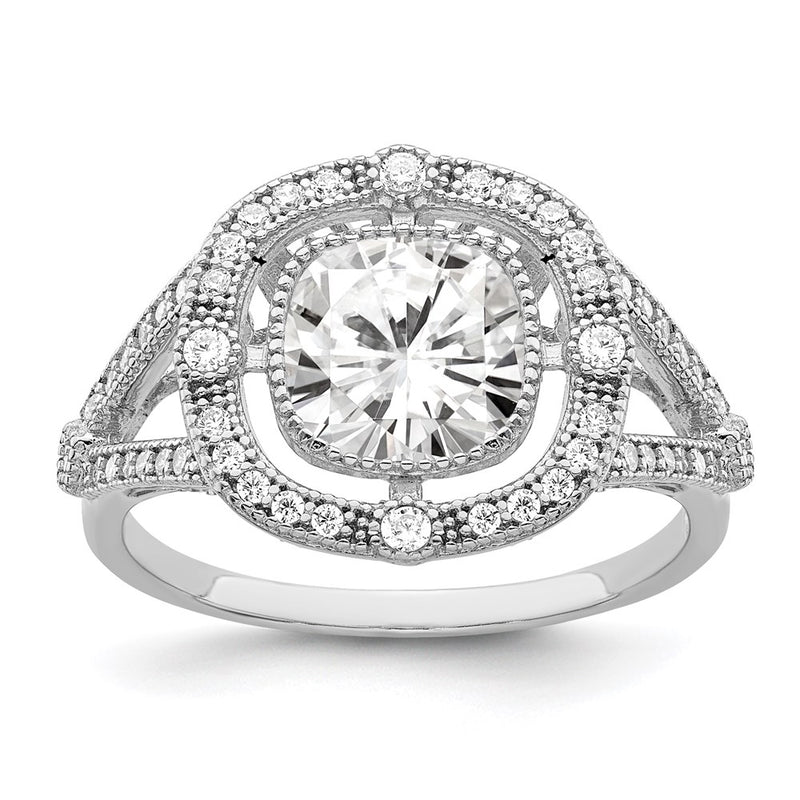 Sterling Silver Brilliant Embers Rhodium Plated 51 Stone Fancy Micro Pav‚Äö Cz Ring