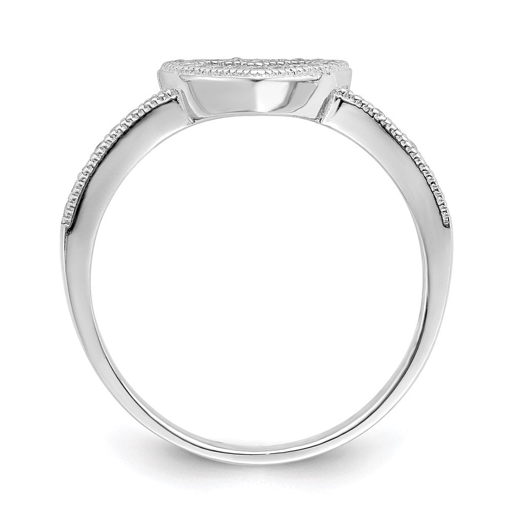 Sterling Silver Brilliant Embers Rhodium Plated 34 Stone Micro Pav‚Äö Cz Heart Ring (Size 7 Only)