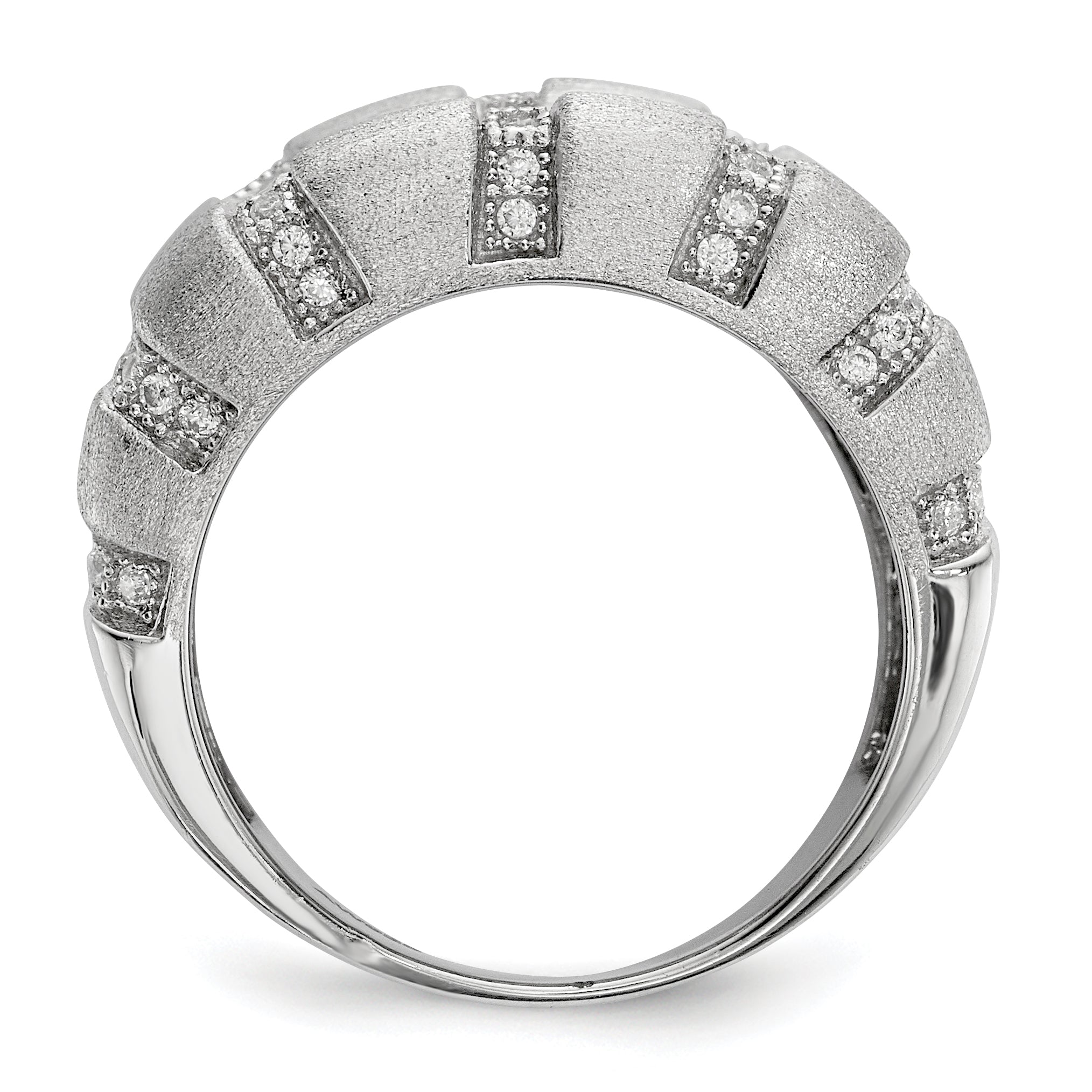 Sterling Silver Ss Rhodium Plated Cz Brilliant Embers Ring