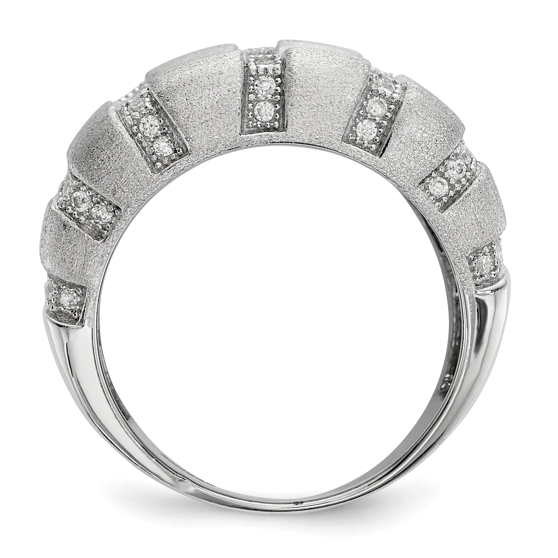 Sterling Silver Ss Rhodium Plated Cz Brilliant Embers Ring