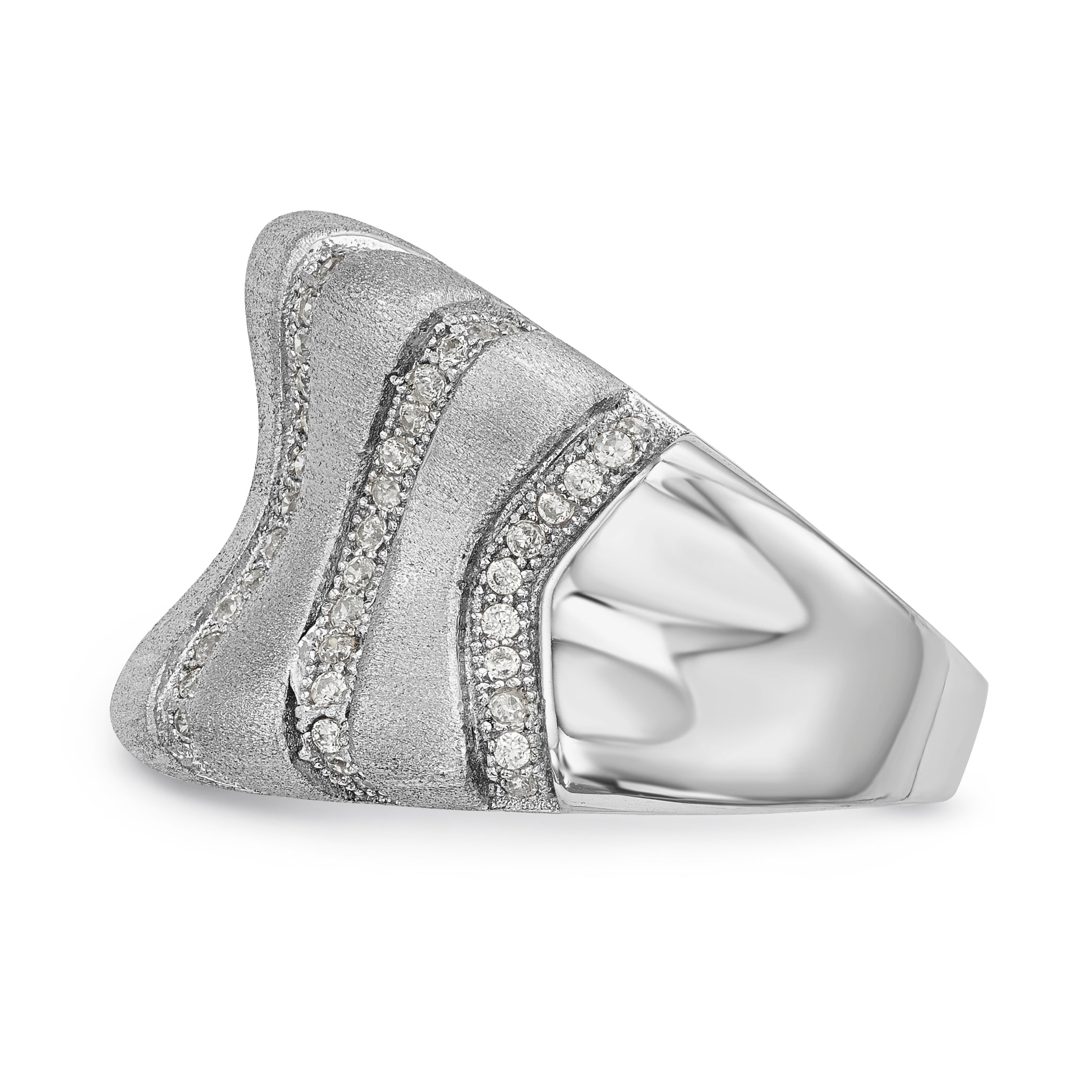 Sterling Silver Ss Rhodium Plated Cz Brilliant Embers Ring
