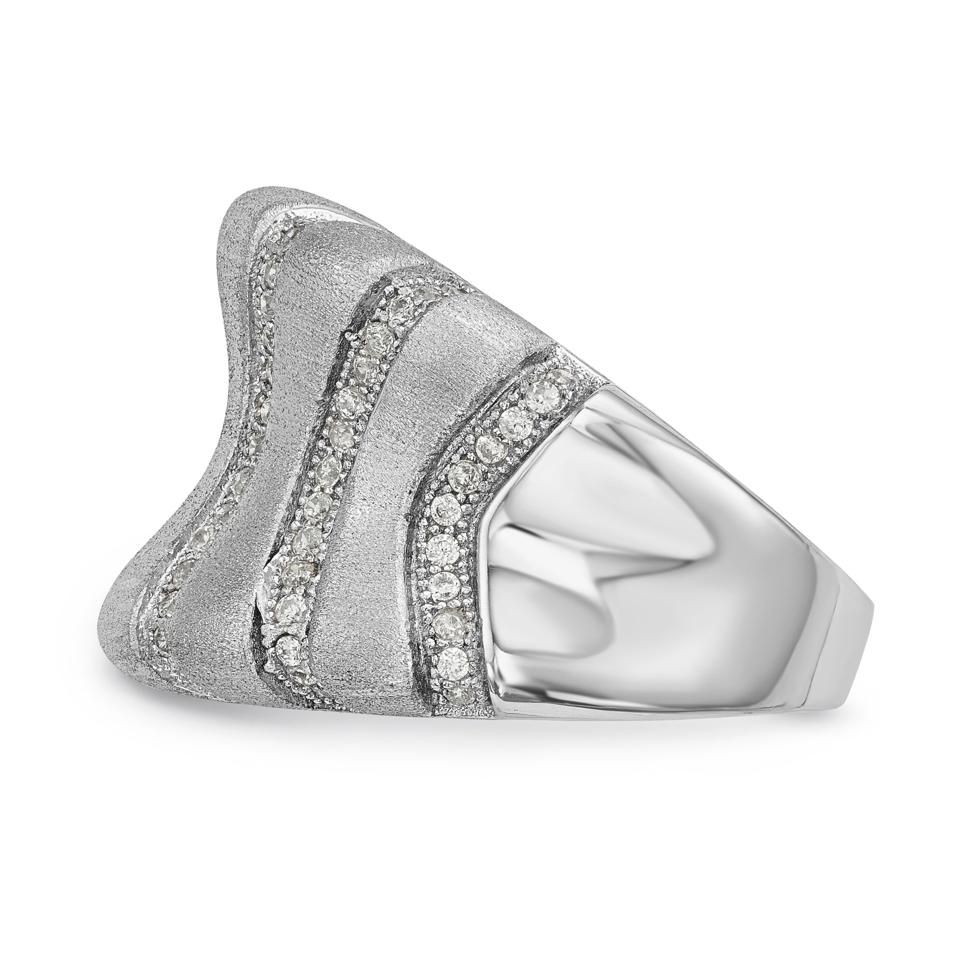 Sterling Silver Ss Rhodium Plated Cz Brilliant Embers Ring