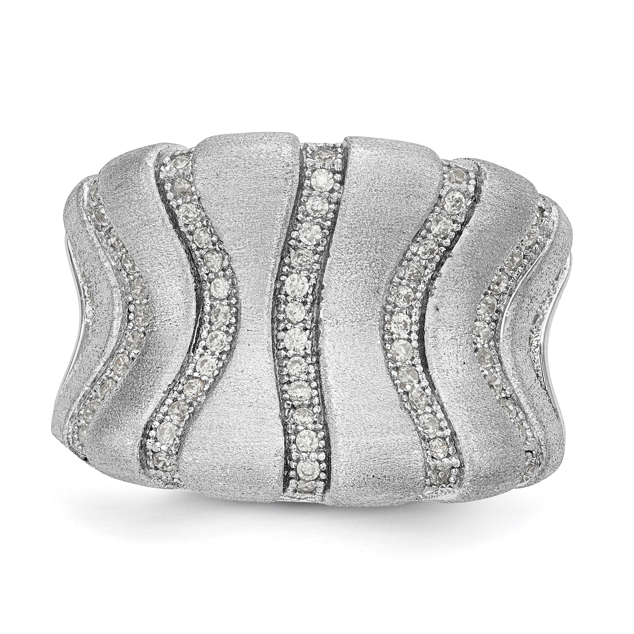Sterling Silver Ss Rhodium Plated Cz Brilliant Embers Ring