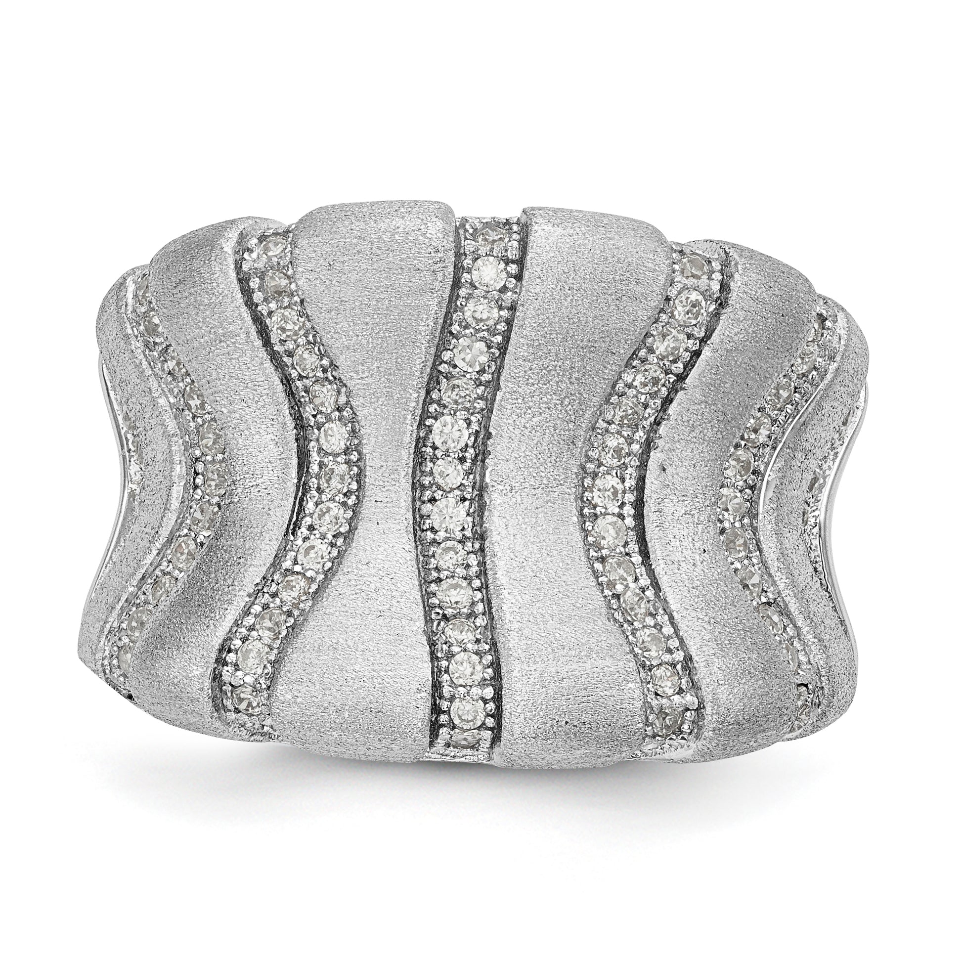 Sterling Silver Ss Rhodium Plated Cz Brilliant Embers Ring